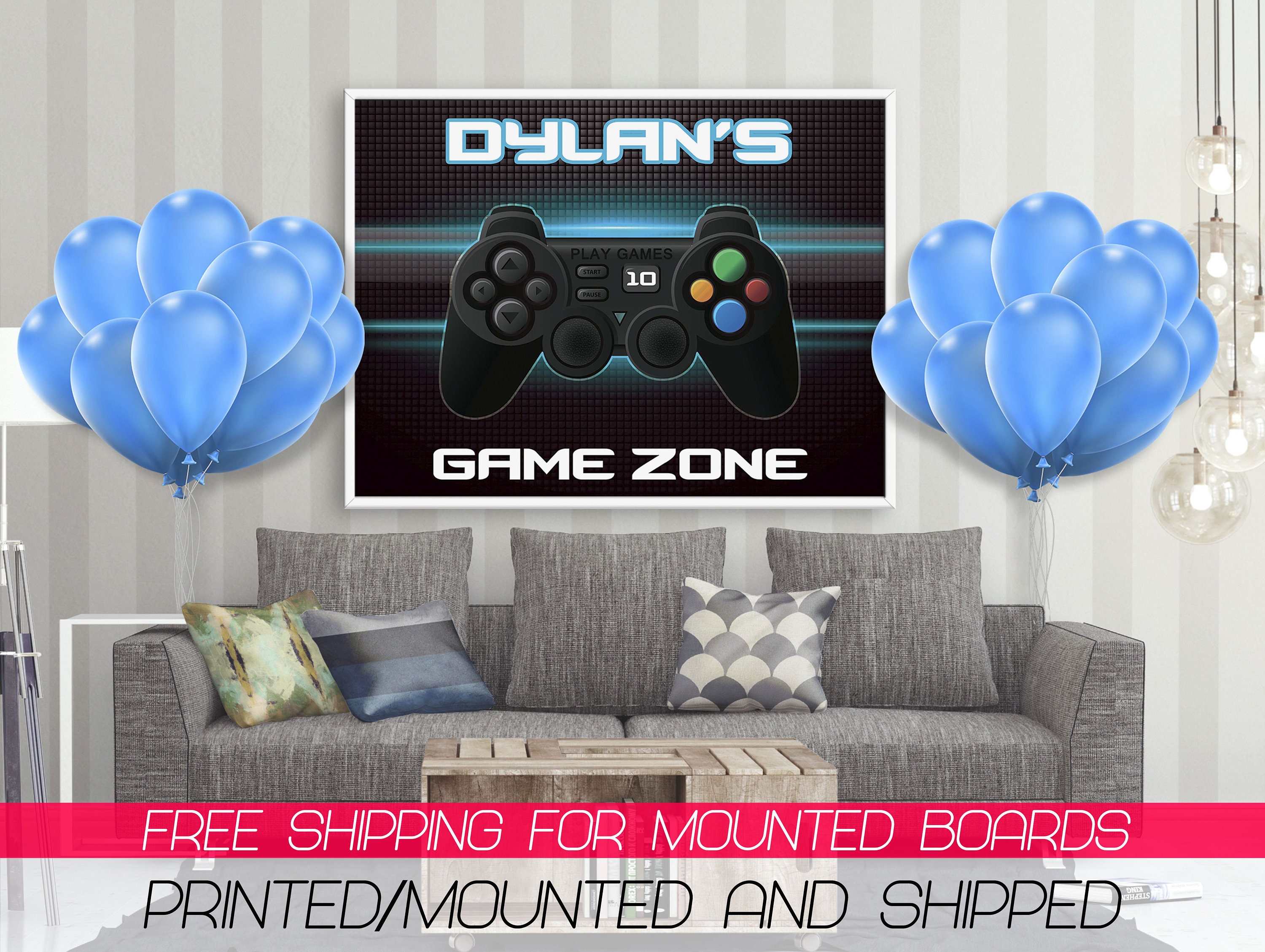 Large Personalized Video Game Birthday Banner Game Zone Etsy