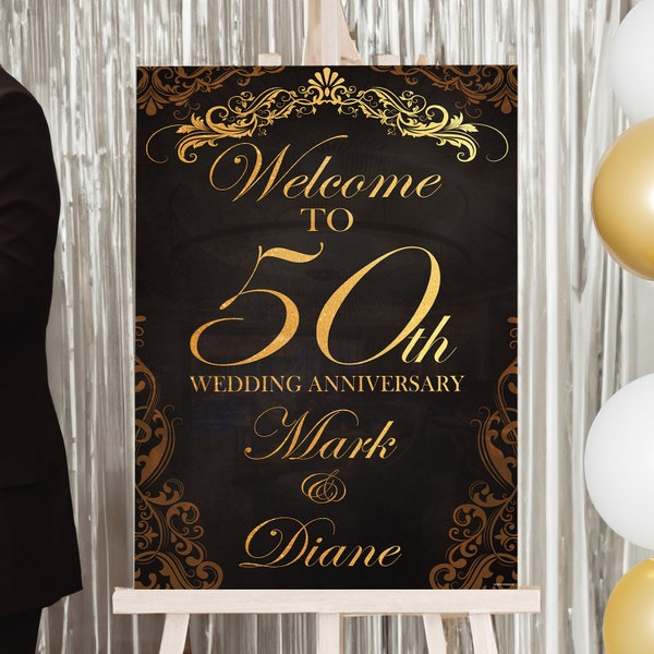 50th Wedding Anniversary Sign, Acrylic 50th Anniversary Sign, 50th Wedding Poster Board, Golded Anniversary, 50th Anniversary Decorations