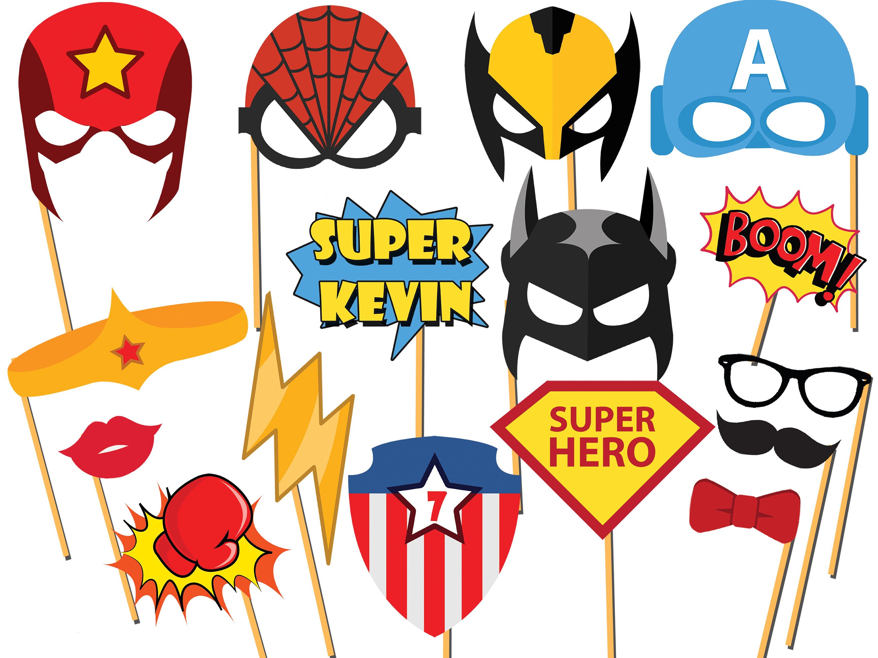 Personalized Superhero photo booth props superhero party | Etsy