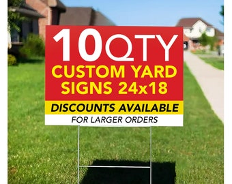 Custom Yard Sign, 3 Corrugated Plastic Double Sided Signs with H Stakes, Personalized Full Color Yard Signs, Printed Yard Signs