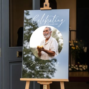 Celebration Of Life Sign, Funeral Welcome Sign, Photo Memorial Sign, Custom Acrylic In Loving Memory Sign Silver Acry Mirror