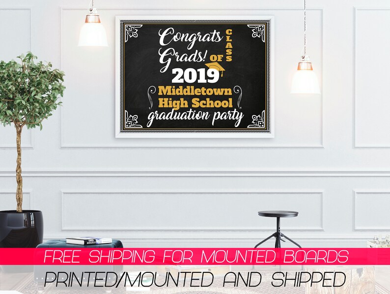 Chalkboard High School Graduation Party Banner Congratulations Grads Poster ;81000290