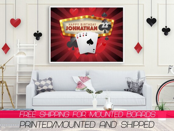 Large Ace Casino Playing Cards Birthday Banner Rummy Poster Etsy