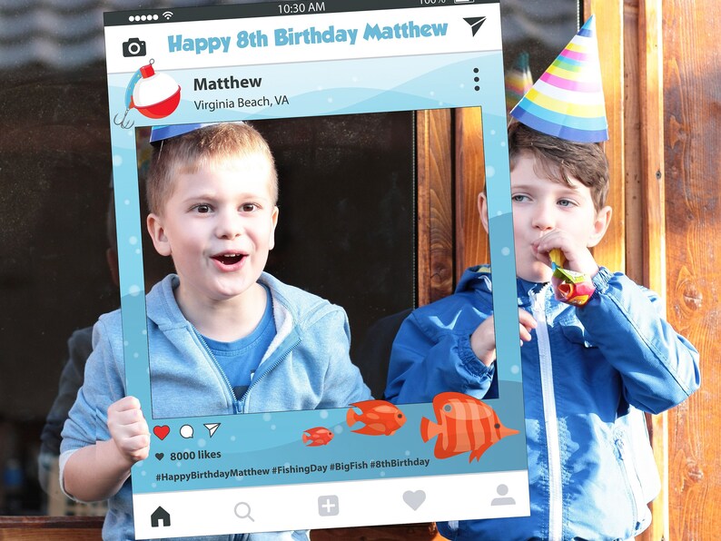 Anchor Fishing Floaters Kids Birthday Photo Prop ;1601133 Social Media Fishing Theme Birthday Photo Booth Frame