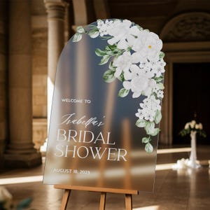 Bridal Shower Sign, Customized White Sage Green Floral Shower Welcome Signs, Personalized Sign For Shower Entrance, Wedding Bridal Party