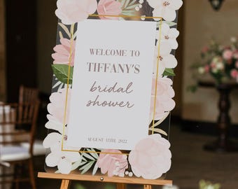 Bridal Shower Sign | Personalized Floral Pink Bridal Shower Sign | Bridal Shower Welcome Sign | Custom Bridal Shower Banner