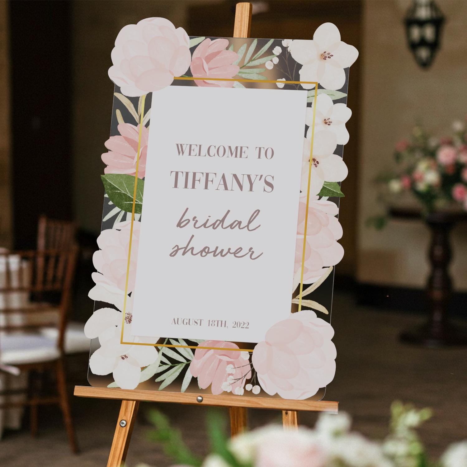 Bridal Shower Sign | Personalized Floral Pink Bridal Shower Sign | Bridal Shower Welcome Sign | Custom Bridal Shower Banner