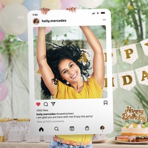 Social Media Photo Frame, Instagram Photo Booth Frame, Instagram Cutout, Custom IG Party Photo Booth Prop, IG Birthday Decorations image 1