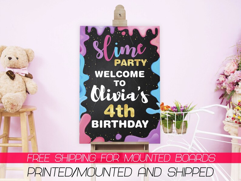 Welcome Sign ; 81000272 Slime Birthday Party Welcome Sign Colorful Birthday Banner Birthday Welcome Sign