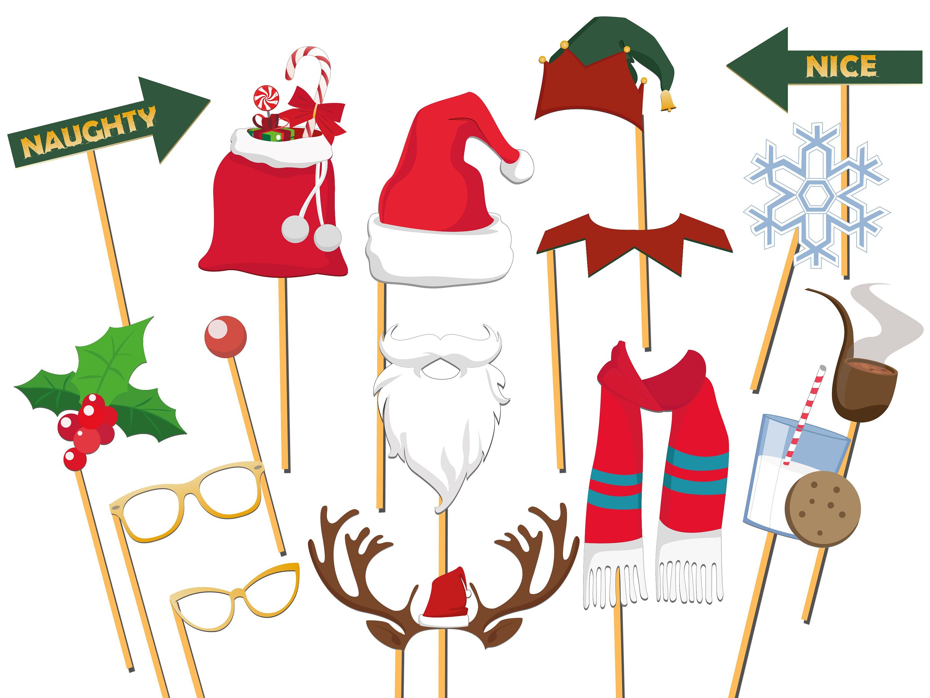 Custom Merry Christmas Photo booth props Santa Claus Photo Etsy