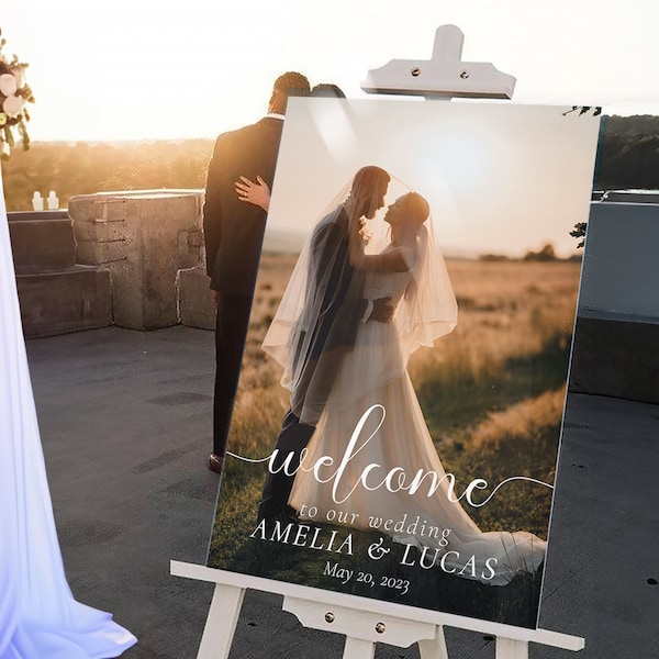 Wedding Sign, Custom Wedding Signage, Personalized Photo Wedding Sign, Wedding Welcome Sign With Photo