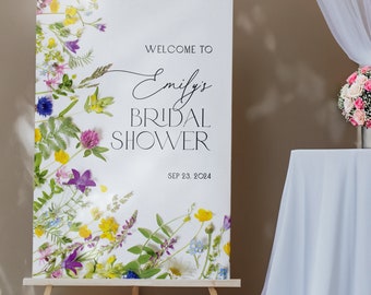 Bridal Shower Welcome Sign, Wildflower Bridal Shower Sign, Wildflowers Bridal Shower Decorations, Acrylic Bridal Shower Signs