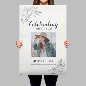 Printed Funeral Sign, Photo Celebration of Life Welcome Sign, In Loving Memory Sign, Funeral Memorial Sign with Picture SpeedyOrders Paper
