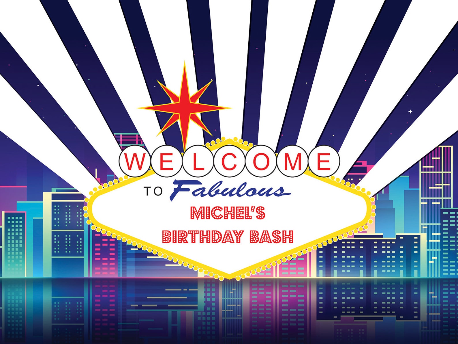 Large Custom Las Vegas Casino Birthday banner Vegas Party Etsy