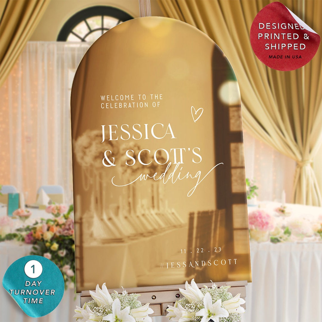 Gold Wedding Sign, Gold Mirror Wedding Sign, Gold Mirror