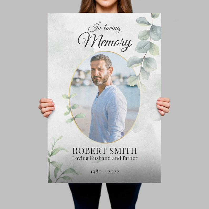 Funeral Sign, Custom in Loving Memory Photo Sign, Photo Funeral Sign, Funeral Memorial Sign, In Loving Memory Funeral Decorations Paper