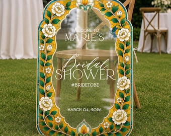 Peony Rose Bridal Shower Welcome Sign, Floral Bridal Shower Sign, Custom Yellow Bridal Entrance Sign, Printed Signs in Mirrored Or Acrylic