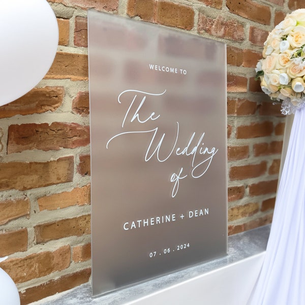 Frosted Acrylic Wedding Sign, Frosted Acrylic Wedding Welcome Sign, Wedding Ceremony Welcome Sign, Frosted Acrylic Wedding Reception Sign