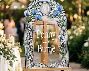 Blue Orchid Wedding Sign, Acrylic Wedding Welcome Sign, Welcome To Our Wedding Signage, Floral Wedding Decorations