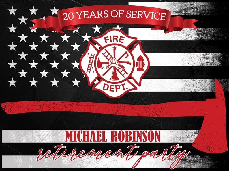 Retirement Party Welcome Banner Retirement Poster ; 81000235 Retirement Party Poster Fire Department Retirement Banner