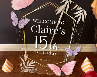 Butterfly Birthday Party Welcome Sign, Butterfly Party Sign, Butterfly Theme Welcome Poster, Butterfly Party Supplies, Butterfly Party Decor