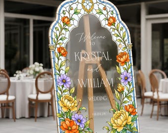 Floral Wedding Sign, Custom Flowers Wedding Welcome Signs, Welcome To Wedding Signs, Wedding Decorations