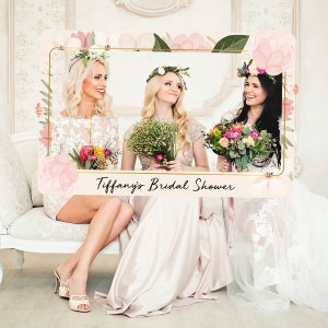 Bridal Photo Booth, Custom Shower Selfie Frame, Pink Blush Floral Bridal Shower Photo Booth Props, Bridal Shower Photo Prop SpeedyOrders