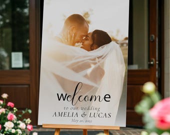 Printed Wedding Sign With Picture, Custom Wedding Signage, Personalized Photo Wedding Sign, Wedding Welcome Sign With Photo