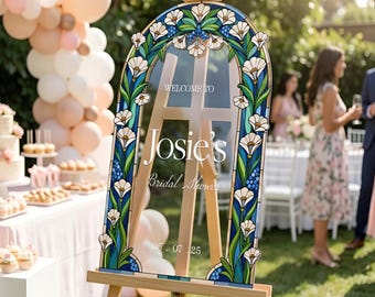 Welcome To Bridal Shower Sign,  Floral Bridal Shower Mirror Welcome Signs, Custom Bridal Brunch Signs