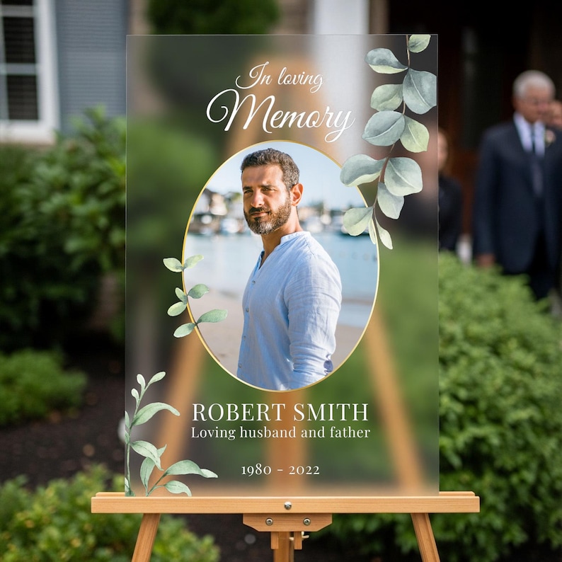 Funeral Sign, Custom in Loving Memory Photo Sign, Photo Funeral Sign, Funeral Memorial Sign, In Loving Memory Funeral Decorations Frosted Acrylic