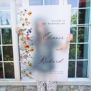 Frosted Wedding Welcome Sign, Wildflowers Wedding Sign, Floral Wedding Welcome Sign, Wildflower Wedding Sign, Wildflower Wedding Decorations