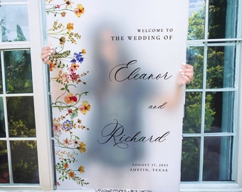 Frosted Wedding Welcome Sign, Wildflowers Wedding Sign, Floral Wedding Welcome Sign, Wildflower Wedding Sign, Wildflower Wedding Decorations