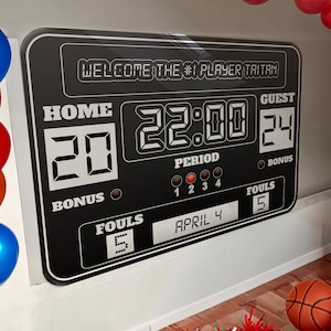 Basketball Birthday Sign, Basketball Birthday Party Sign, Personalized Scoreboard Banner, Basketball Party Decorations