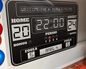 Personalized Basketball Birthday Scoreboard Banner, Sports Party Sign