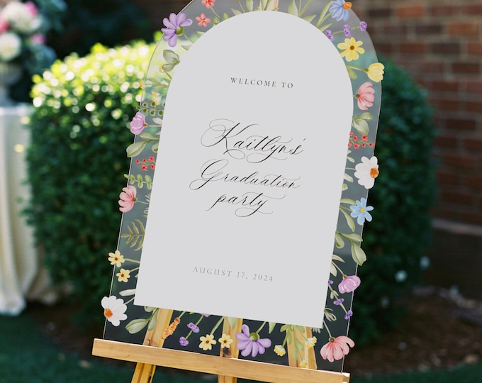 Graduation Sign, Wildflowers Graduation Welcome Sign, Wildflower Graduation Sign, Customized Floral Grad Party Welcome Sign SpeedyOrders