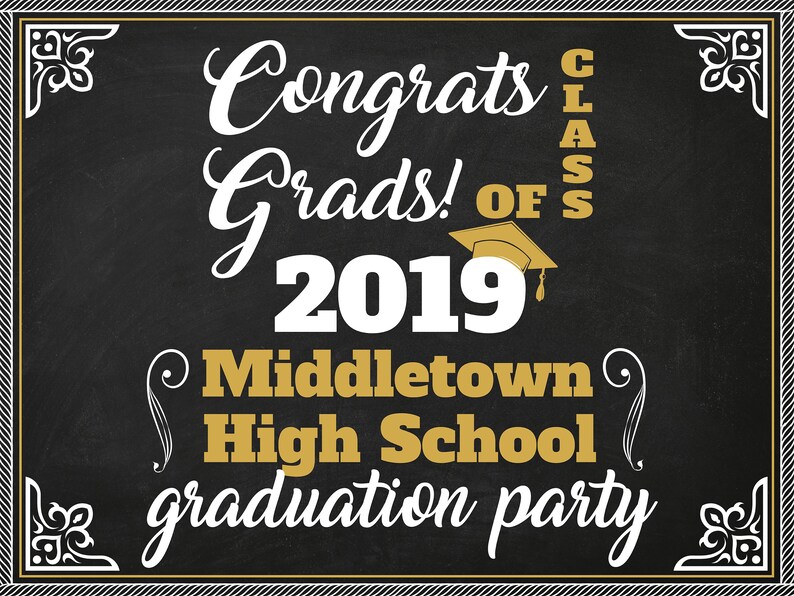 Chalkboard High School Graduation Party Banner Congratulations Grads Poster ;81000290