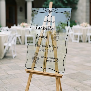 Engagement Party Welcome Sign, Hand Drawn Style Champagne Engagement Sign, Minimalist Engagement Party Decorations