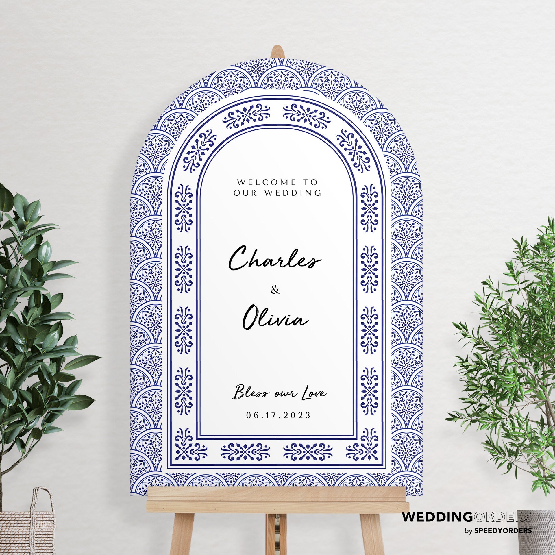Amalfi Coast Wedding Sign, Blue Tiles Wedding Welcome Sign, Custom ...