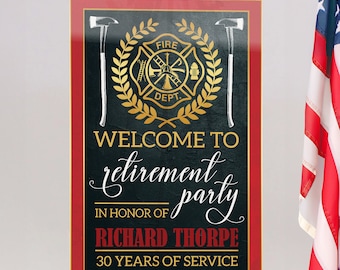 Firefighter Retirement Sign, Firefighter Retirement Welcome Sign, Firefighter Years Of Service Sign, Firefighter Birthday