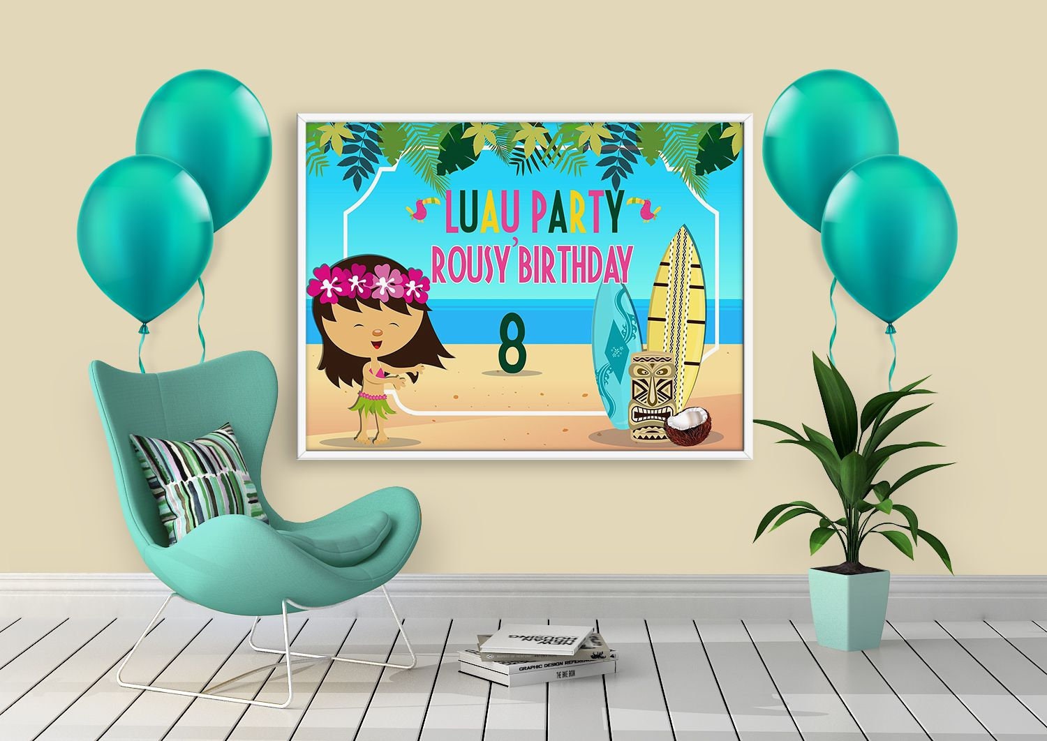 Large Custom Luau Birthday Banner Luau Party Banner Luau  Etsy