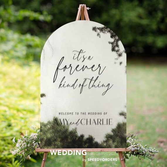Mirror Wedding Welcome Sign, Mirror Wedding Sign, It’s A Forever Kind Of Thing Arched Wedding Welcome Sign, Modern Wedding Deocrations
