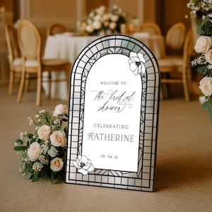 Bridal Shower Mirror Sign, Custom Silver Mirror Bridal Shower Welcome Sign, Custom Printed Acrylic Glass Bridal Shower Entrance Signs