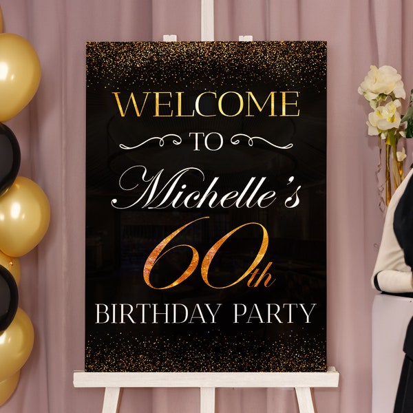 60th Birthday Sign, Welcome Sign for 60th Birthday Party, Custom 60th Birthday Party Welcome Sign, Personalized 60th Birthday Decorations