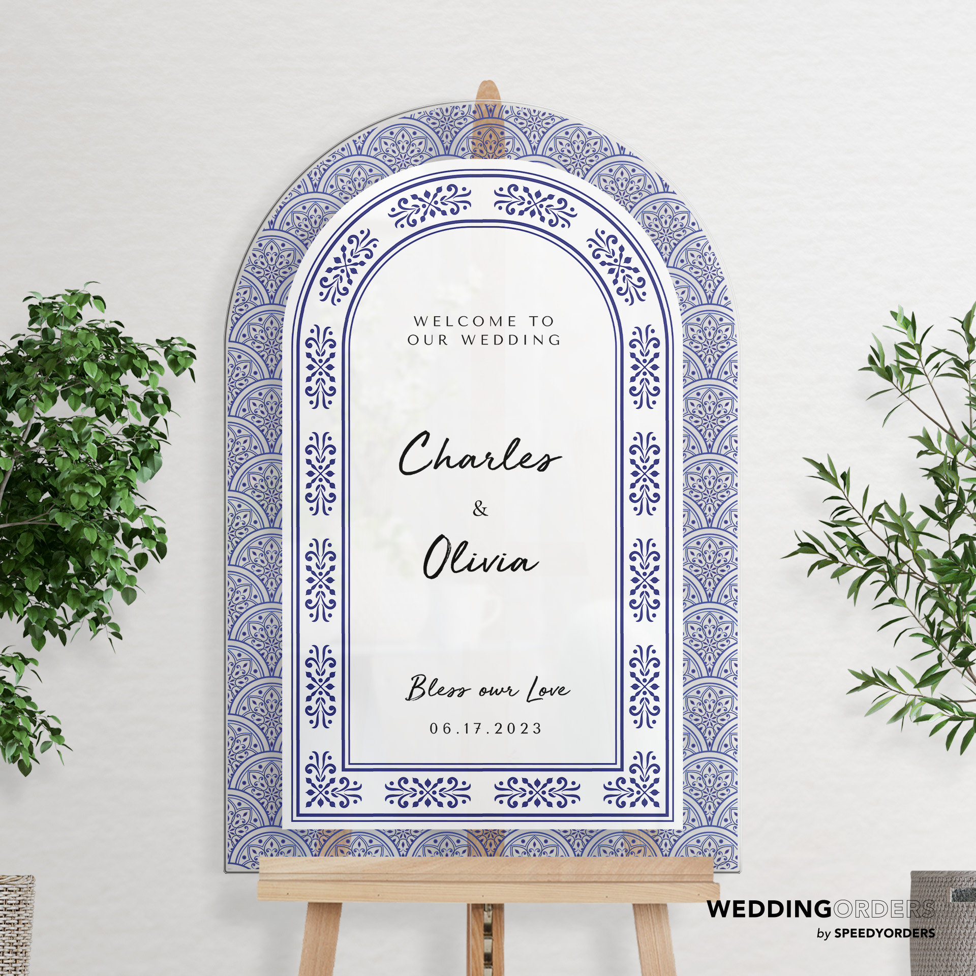 Amalfi Coast Wedding Sign, Blue Tiles Wedding Welcome Sign, Custom ...