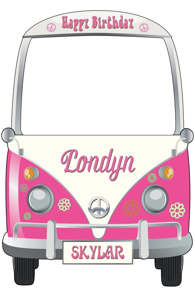 Camper Van Birthday Party Idea; 1601131 Hippie Van Birthday Photo booth Retro Van Party Photo Prop