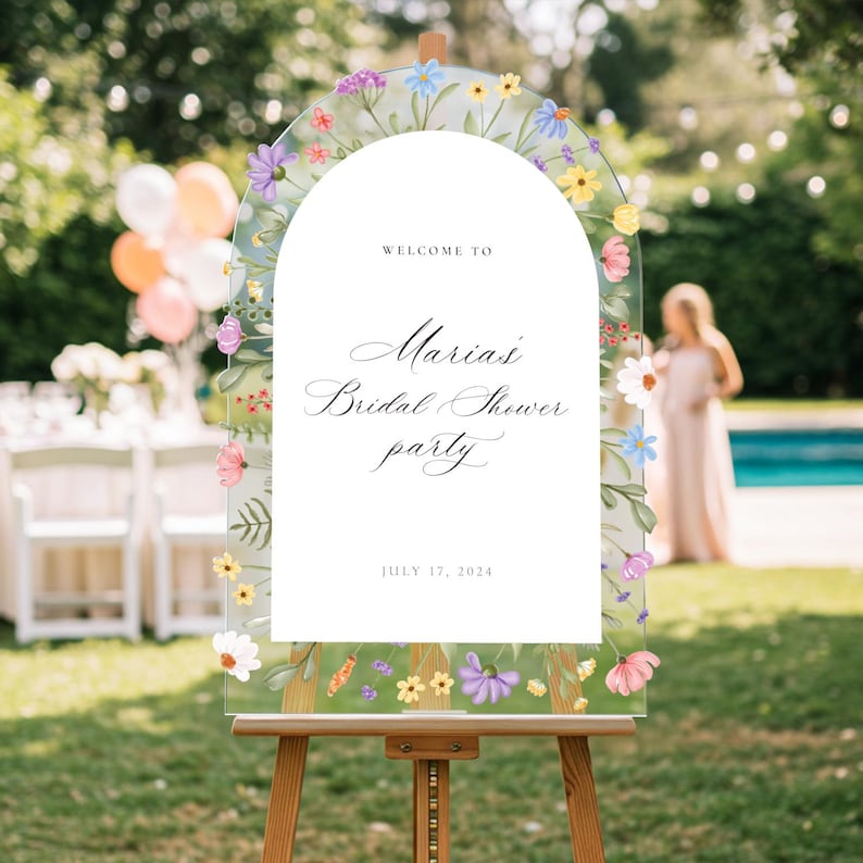 Wildflowers Bridal Shower Welcome Sign, Acrylic Wildflower Bridal Shower Sign, Wildflowers Bridal Shower Decorations, Bridal Shower Signs Acrylic