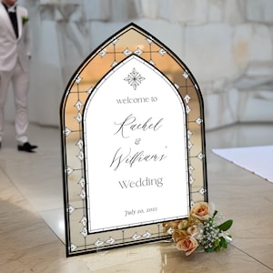Wedding Welcome Sign, Custom Acrylic Wedding Sign, Printed Stained Glass Wedding Entrance Sign, Vintage Wedding Decorations