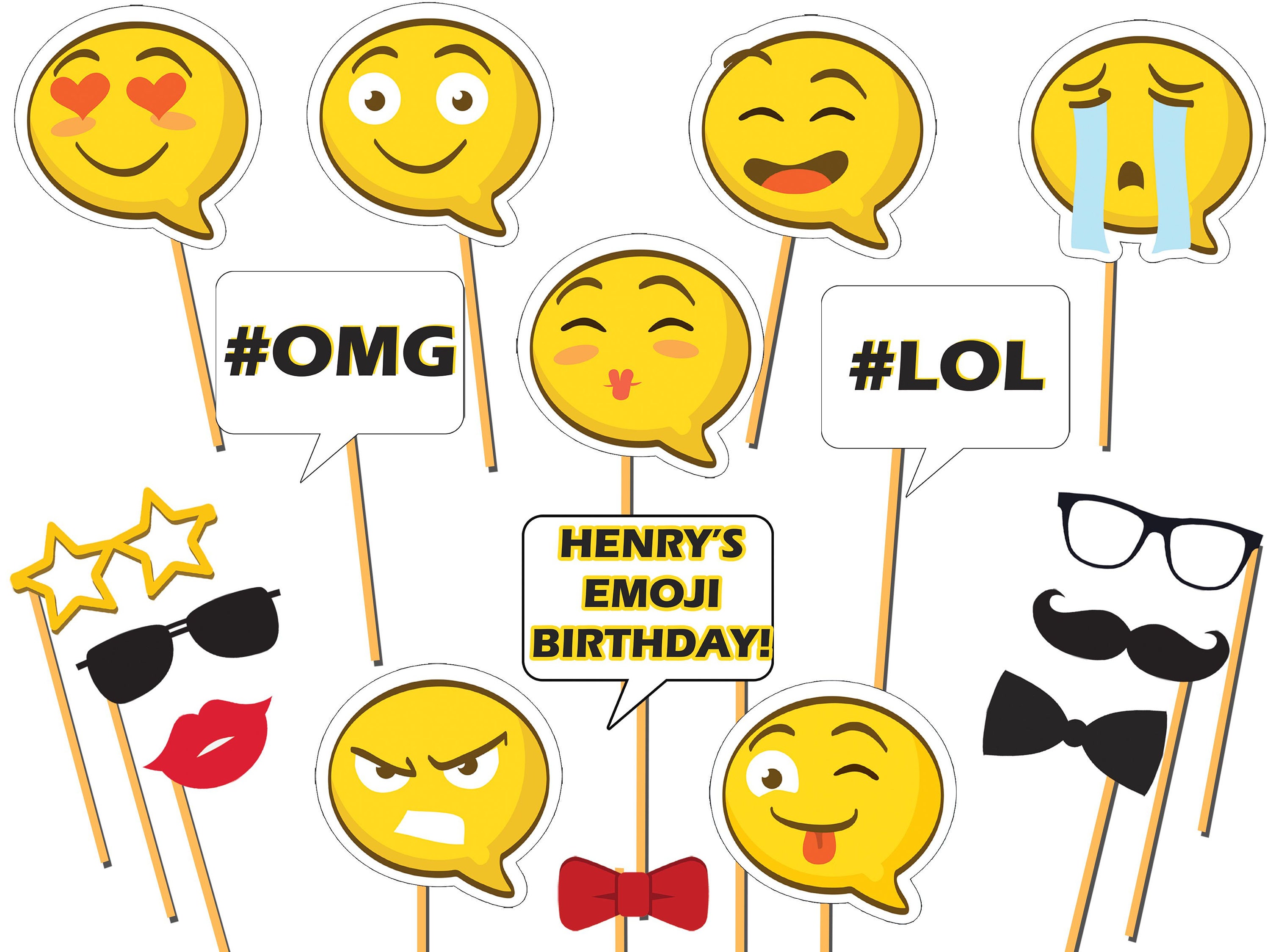 Custom Emoji Photo booth prop Smiley Emoticon Emoji props Etsy