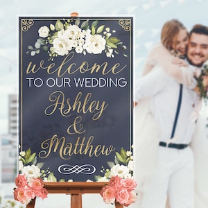 Floral Wedding Sign, Acrylic Wedding Sign, Welcome Wedding Sign, Wedding Reception Sign, Acrylic Wedding Reception Sign
