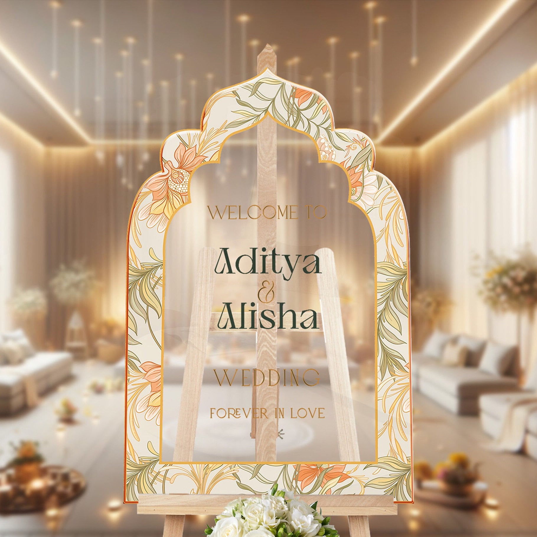 Indian Wedding Sign, Acrylic Wedding Welcome Sign For Indian Themed Wedding Decorations, Punjabi Wedding Entrance Sign